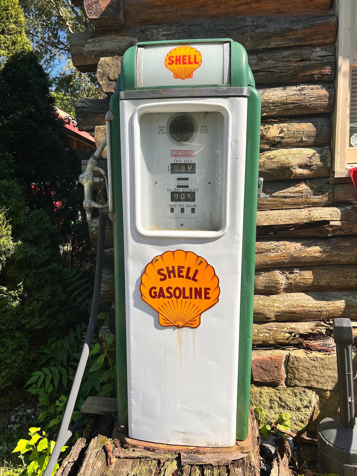Vintage Shell Gasoline Station Pump can be seen at Appalachian Cabins of Seneca Rocks, WV. Rent a cabin and explore scenic areas while here. 
